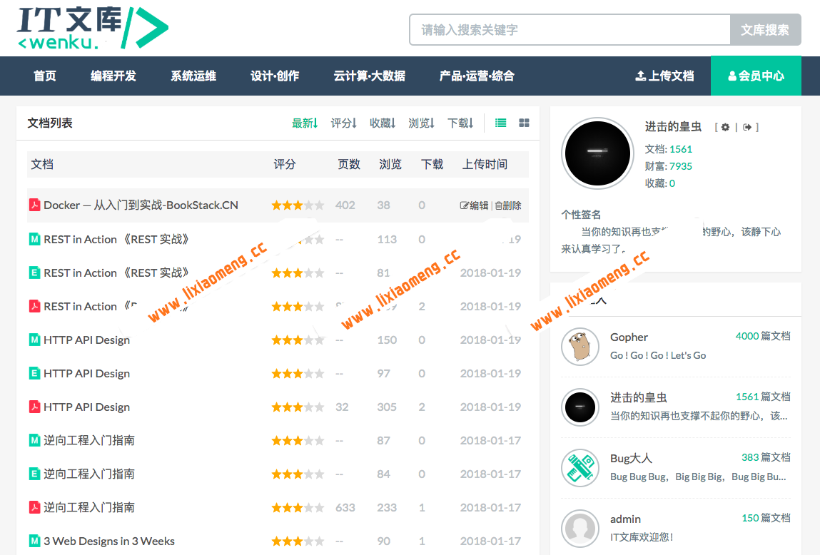 仿百度文库系统、文档下载在线阅读网站源码 带详细配置文档