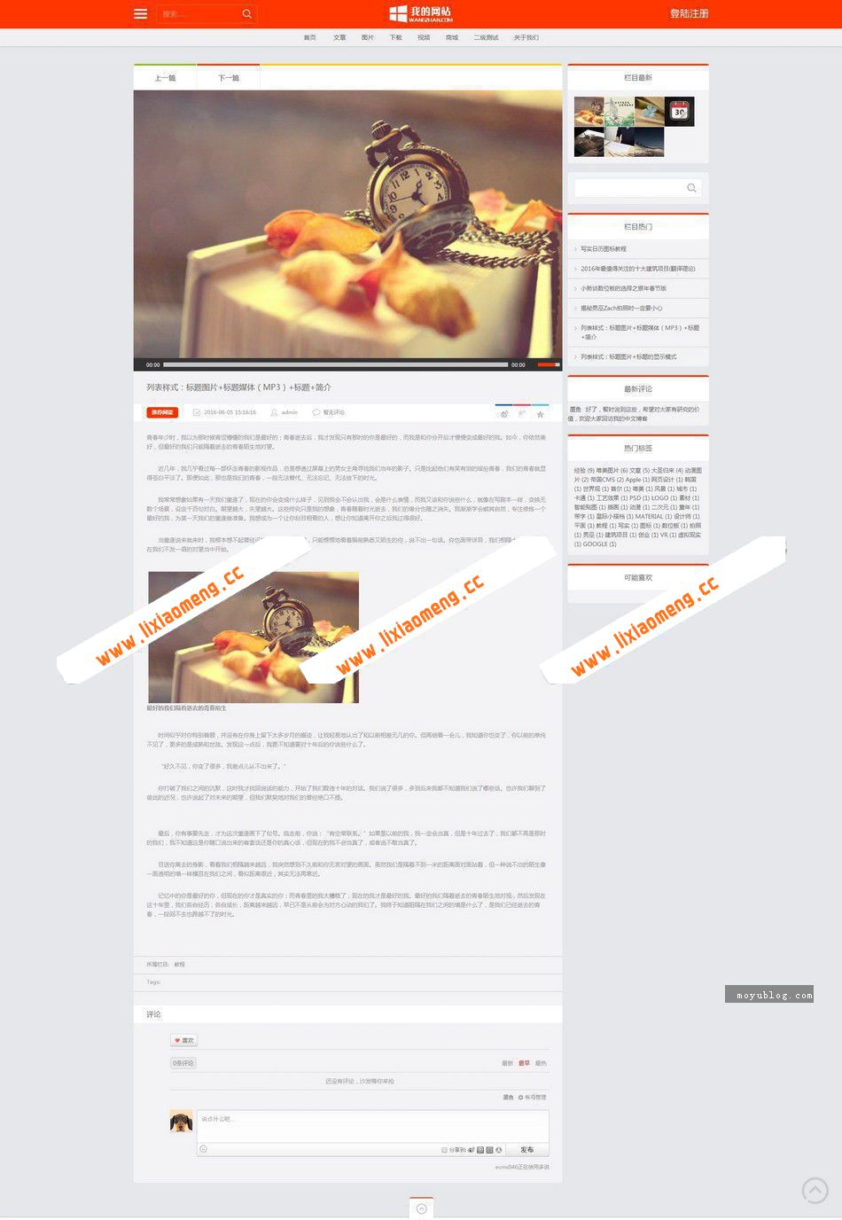 文章新闻图片电影视频下载商城HTML5响应式全屏网站源码帝国CMS源码+自适应手机版
